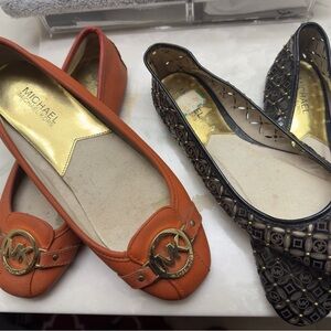 Michael Kors Bundle Orange and Black Logo Flats